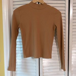 Pink Rose Women’s Medium Tan Fitted Long Sleeved Mock Turtleneck